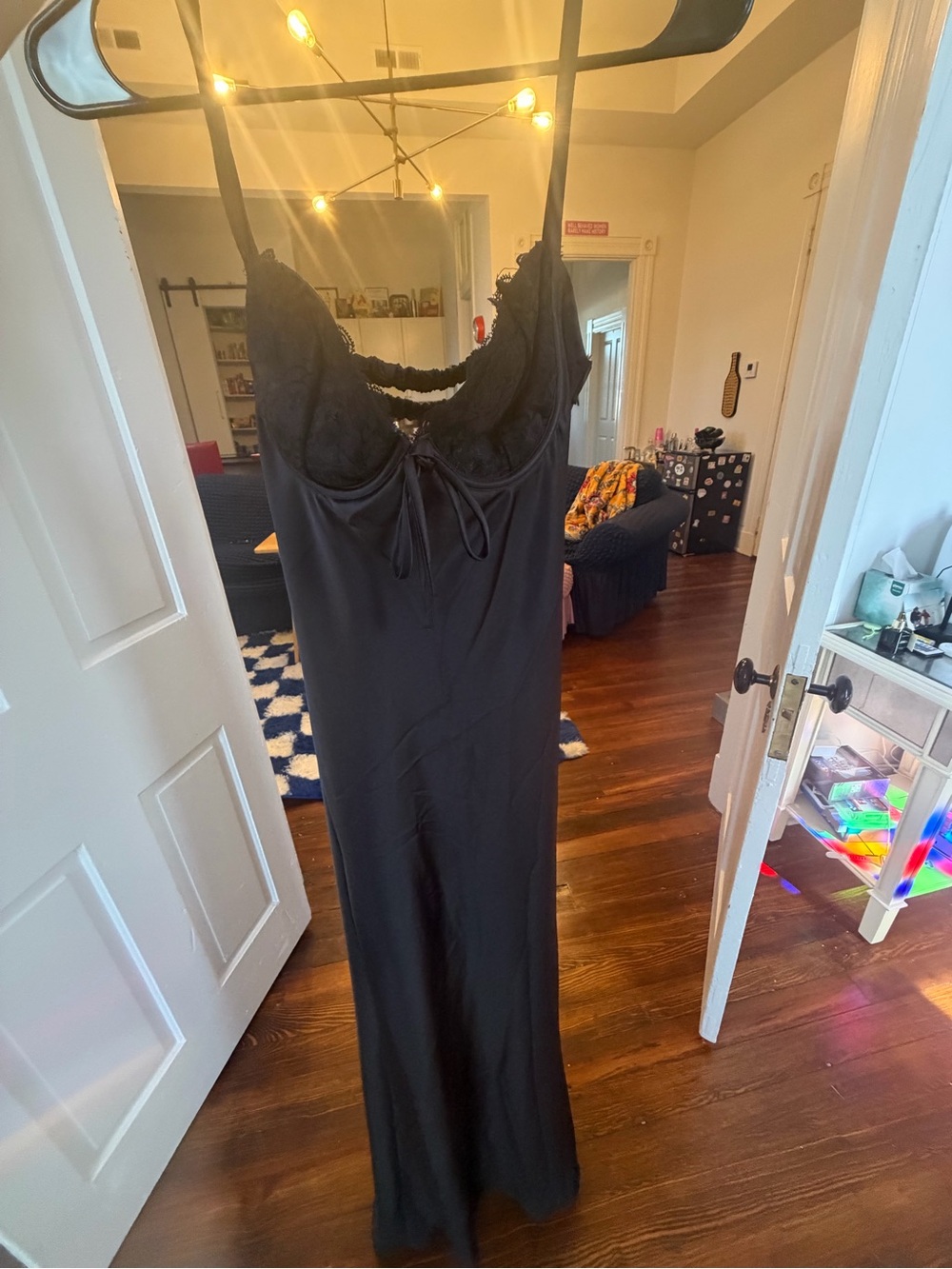 Princess Polly Satin bias-cut open back maxi dress.